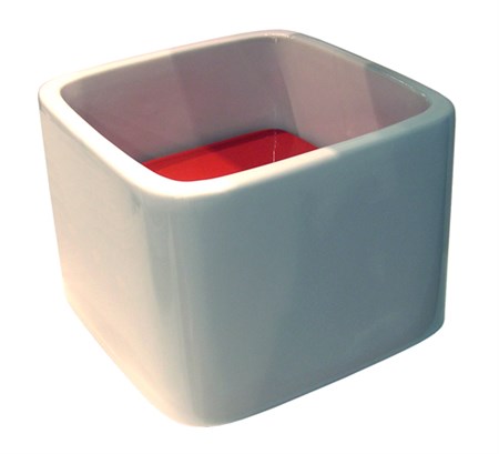 lavabo Rubik bianco con basetta rossa