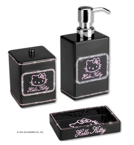 Set accessori bagno Hello Kitty Strass Black